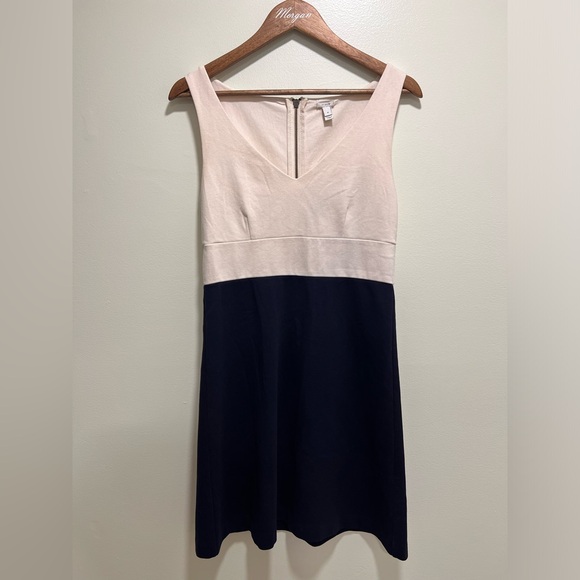 J. Crew Colorblock Sleeveless Ponte Knit Midi Dress, Navy/Ivory, Size 4 - Picture 3 of 13